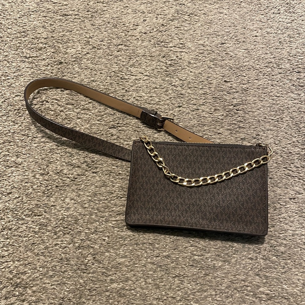 Designer-Style Brown Crossbody Bag with Gold Chain
